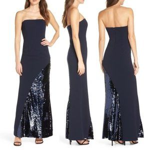 Eliza J Strapless Sequin Dress Navy 12 NWT
